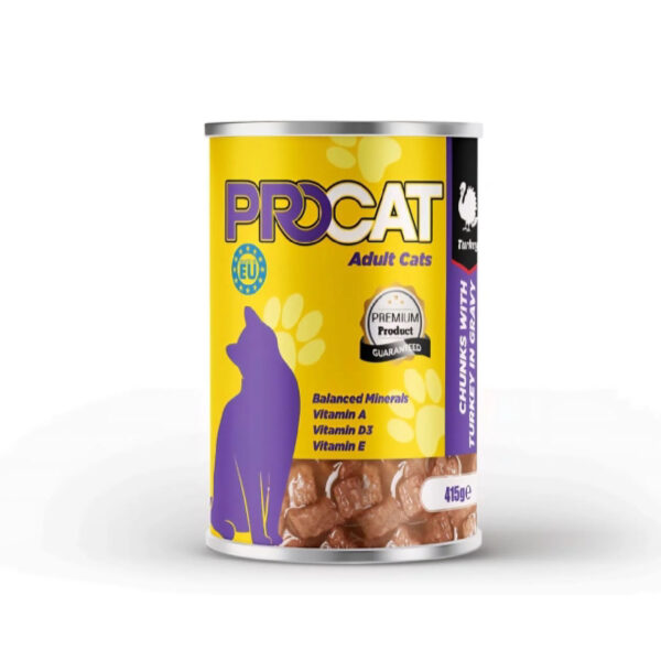 Procat Wet Food For Adult in Chunks in Gravy with Turkey 415G