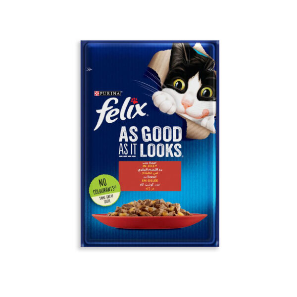 PURINA FELIX As Good as it Looks Beef in Jelly Wet Cat Food Pouch 85g