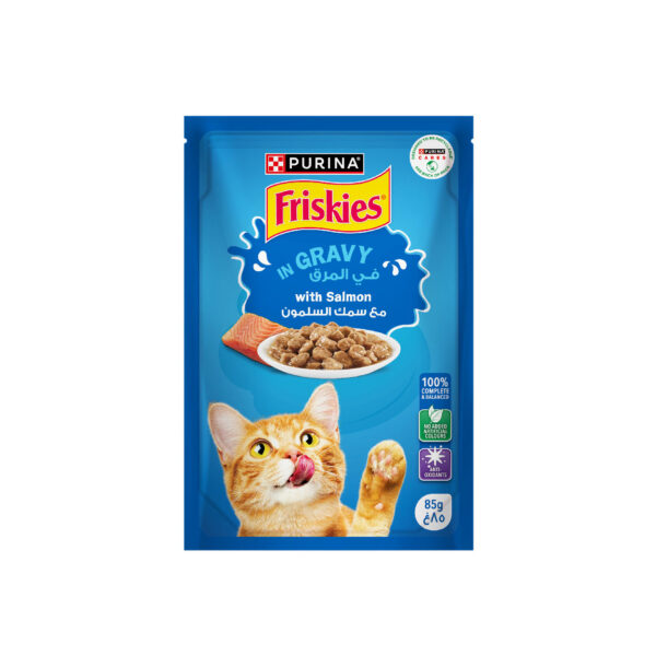 Purina Friskies Salmon Chunks in Gravy Wet Cat Food Pouch 85g