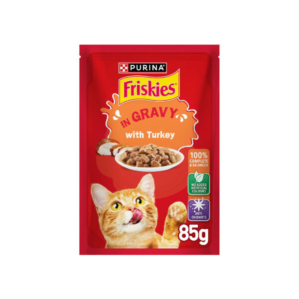 Purina Friskies Turkey Chunks in Gravy Wet Cat Food Pouch 85g