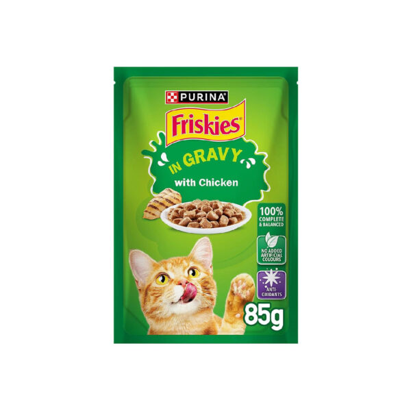 Purina Friskies Chicken Chunks in Gravy Wet Cat Food Pouch 85g
