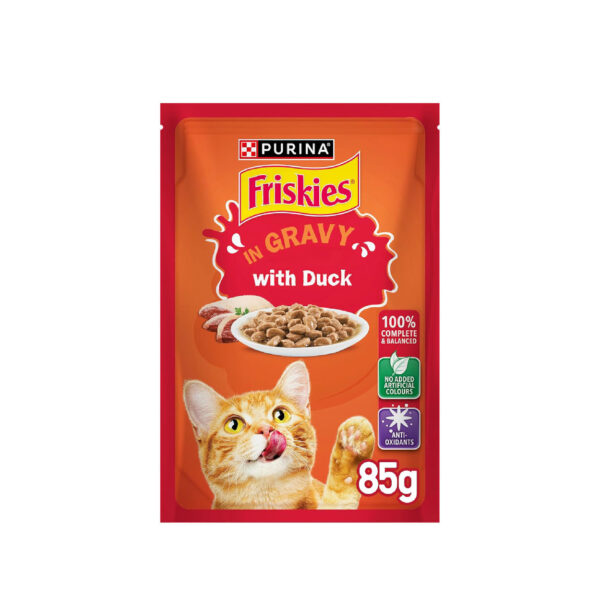 Purina Friskies Duck Chunks in Gravy Wet Cat Food Pouch 85g