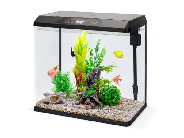 Fish Aquarium, Complete Beginner Glass Fish Tanks Set with LED Lighting