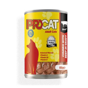 Procat Adult Cat Food - Beef Chunks in Gravy (415g)